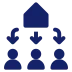 Graphic illustration of six dark blue human figures arranged in a pyramid formation.