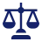 Icon of a blue justice scale symbol representing law and balance.
